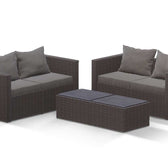 Grey Wicker / Grey Cushion::Gallery::Transformer Double Outdoors Set - Grey Wicker with Grey Fabric Cushions