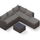 Grey Wicker / Grey Cushion::Gallery::Transformer Double Outdoors Set - Grey Wicker with Grey Fabric Cushions