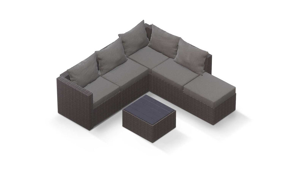 Grey Wicker / Grey Cushion::Gallery::Transformer Double Outdoors Set - Grey Wicker with Grey Fabric Cushions