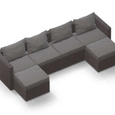 Grey Wicker / Grey Cushion::Gallery::Transformer Double Outdoors Set - Grey Wicker with Grey Fabric Cushions