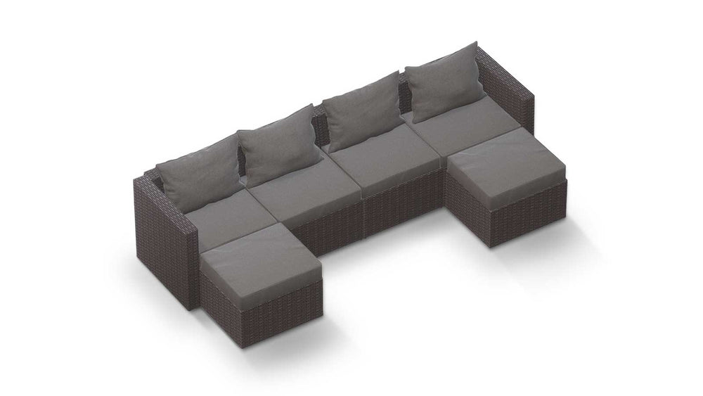 Grey Wicker / Grey Cushion::Gallery::Transformer Double Outdoors Set - Grey Wicker with Grey Fabric Cushions