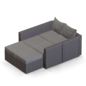 Grey Wicker / Grey Cushion::Gallery::Transformer Double Outdoors Set - Grey Wicker with Grey Fabric Cushions