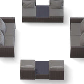 Grey Wicker / Grey Cushion::Gallery::Transformer Double Outdoors Set - Grey Wicker with Grey Fabric Cushions