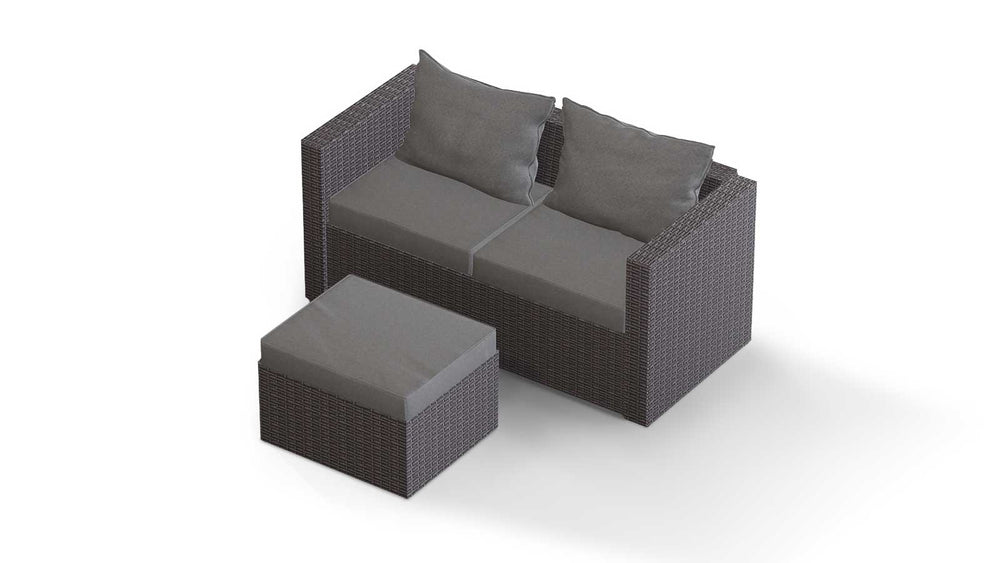 Grey Wicker / Grey Cushion::Gallery::Transformer Outdoors Set - Grey Wicker with Grey Fabric Cushions