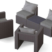 Grey Wicker / Grey Cushion::Gallery::Transformer Outdoors Set - Grey Wicker with Grey Fabric Cushions