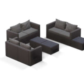 Grey Wicker / Grey Cushion::Gallery::Transformer Triple Outdoors Set - Grey Wicker with Grey Fabric Cushions