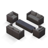 Grey Wicker / Grey Cushion::Gallery::Transformer Triple Outdoors Set - Grey Wicker with Grey Fabric Cushions