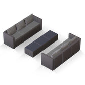 Grey Wicker / Grey Cushion::Gallery::Transformer Triple Outdoors Set - Grey Wicker with Grey Fabric Cushions