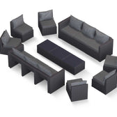 Grey Wicker / Grey Cushion::Gallery::Transformer Triple Outdoors Set - Grey Wicker with Grey Fabric Cushions