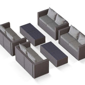 Grey Wicker / Grey Cushion::Gallery::Transformer Ultimate Outdoors Set - Grey Wicker with Grey Fabric Cushions