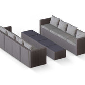 Grey Wicker / Grey Cushion::Gallery::Transformer Ultimate Outdoors Set - Grey Wicker with Grey Fabric Cushions