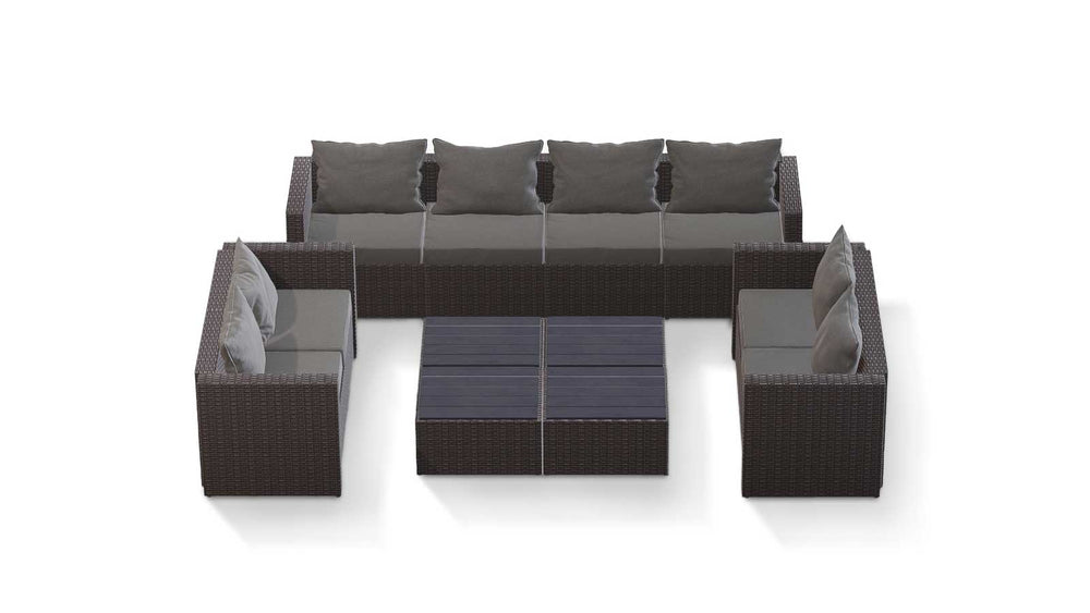 Grey Wicker / Grey Cushion::Gallery::Transformer Ultimate Outdoors Set - Grey Wicker with Grey Fabric Cushions