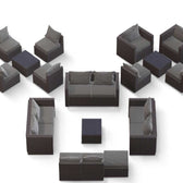 Grey Wicker / Grey Cushion::Gallery::Transformer Ultimate Outdoors Set - Grey Wicker with Grey Fabric Cushions