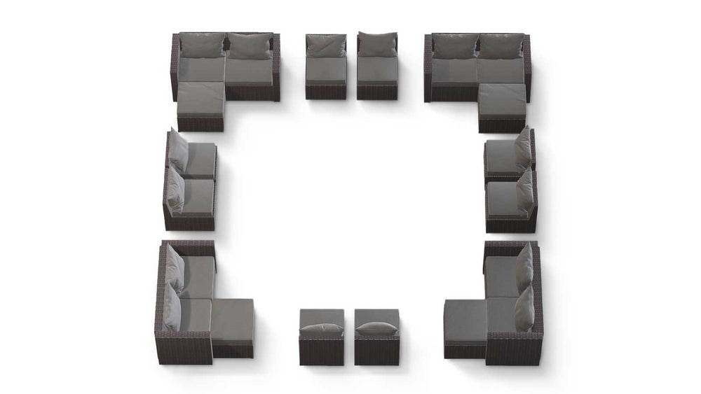 Grey Wicker / Grey Cushion::Gallery::Transformer Ultimate Outdoors Set - Grey Wicker with Grey Fabric Cushions