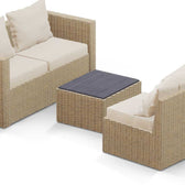 Beige Wicker / Beige Cushion::Gallery::Transformer Outdoors Set - Beige Wicker with Beige Fabric Cushions