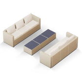 Beige Wicker / Beige Cushion::Gallery::Transformer Triple Outdoors Set - Beige Wicker with Beige Fabric Cushions