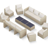 Beige Wicker / Beige Cushion::Gallery::Transformer Triple Outdoors Set - Beige Wicker with Beige Fabric Cushions