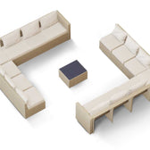 Beige Wicker / Beige Cushion::Gallery::Transformer Triple Outdoors Set - Beige Wicker with Beige Fabric Cushions