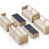 Beige Wicker / Beige Cushion::Gallery::Transformer Ultimate Outdoors Set - Beige Wicker with Beige Fabric Cushions