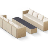 Beige Wicker / Beige Cushion::Gallery::Transformer Ultimate Outdoors Set - Beige Wicker with Beige Fabric Cushions