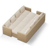 Beige Wicker / Beige Cushion::Gallery::Transformer Ultimate Outdoors Set - Beige Wicker with Beige Fabric Cushions