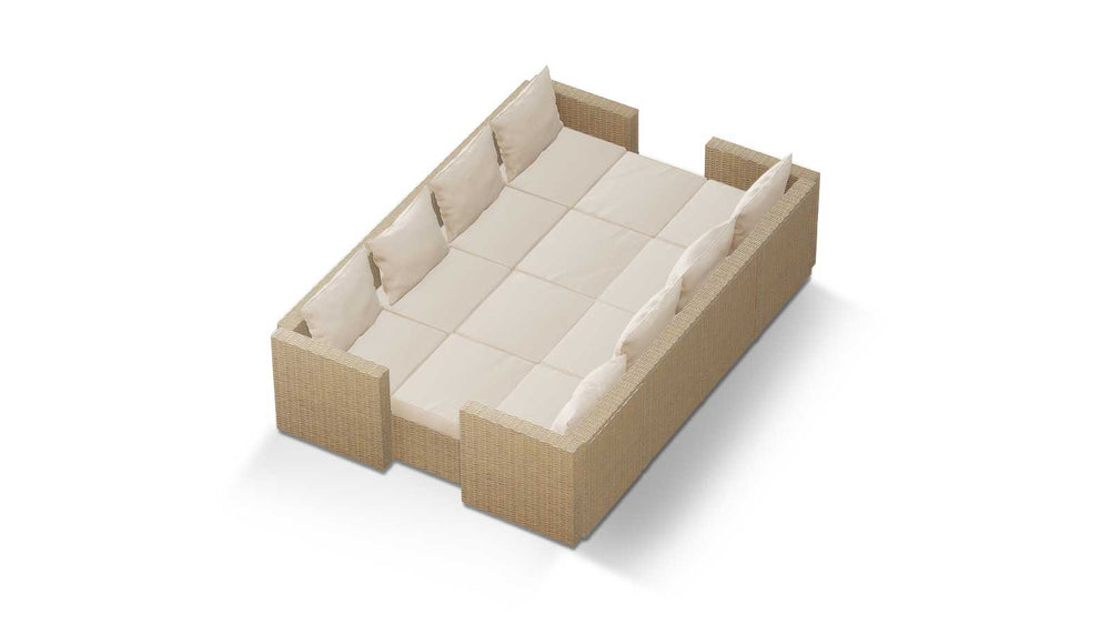 Beige Wicker / Beige Cushion::Gallery::Transformer Ultimate Outdoors Set - Beige Wicker with Beige Fabric Cushions