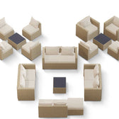 Beige Wicker / Beige Cushion::Gallery::Transformer Ultimate Outdoors Set - Beige Wicker with Beige Fabric Cushions