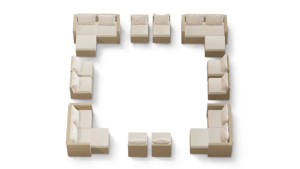 Beige Wicker / Beige Cushion::Gallery::Transformer Ultimate Outdoors Set - Beige Wicker with Beige Fabric Cushions