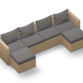 Beige Wicker / Grey Cushion::Gallery::Transformer Double Outdoors Set - Beige Wicker with Grey Fabric Cushions