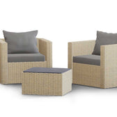 Beige Wicker / Grey Cushion::Gallery::Transformer Outdoors Set - Beige Wicker with Grey Fabric Cushions