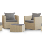 Beige Wicker / Grey Cushion::Gallery::Transformer Outdoors Set - Beige Wicker with Grey Fabric Cushions