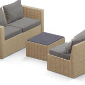 Beige Wicker / Grey Cushion::Gallery::Transformer Outdoors Set - Beige Wicker with Grey Fabric Cushions