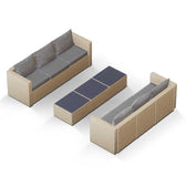 Beige Wicker / Grey Cushion::Gallery::Transformer Triple Outdoors Set - Beige Wicker with Grey Fabric Cushions