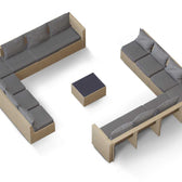 Beige Wicker / Grey Cushion::Gallery::Transformer Triple Outdoors Set - Beige Wicker with Grey Fabric Cushions