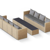 Beige Wicker / Grey Cushion::Gallery::Transformer Ultimate Outdoors Set - Beige Wicker with Grey Fabric Cushions