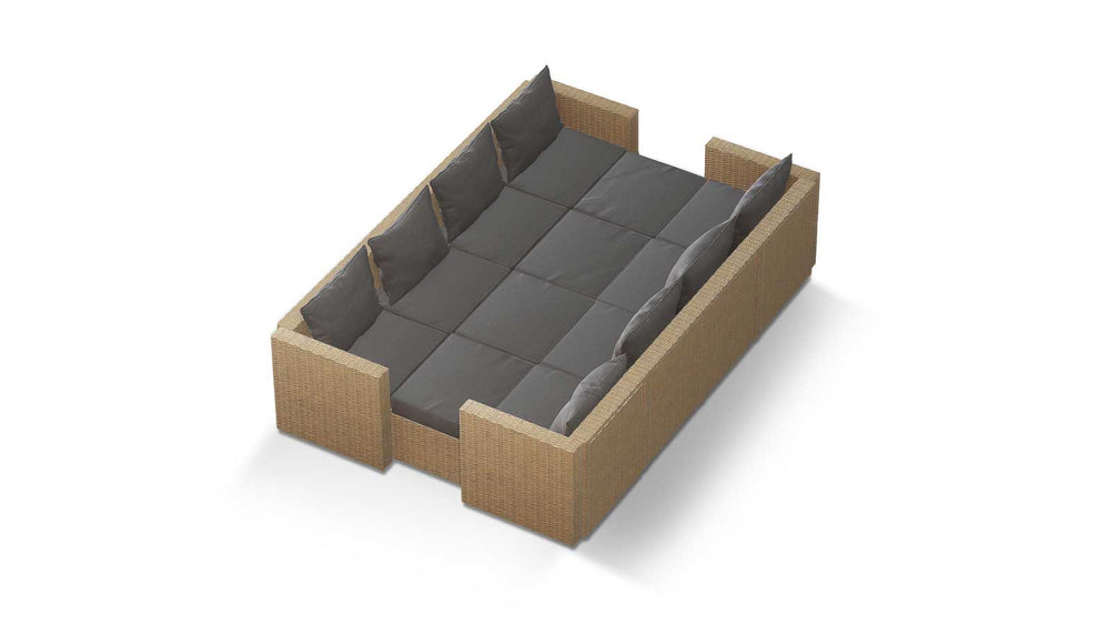 Beige Wicker / Grey Cushion::Gallery::Transformer Ultimate Outdoors Set - Beige Wicker with Grey Fabric Cushions