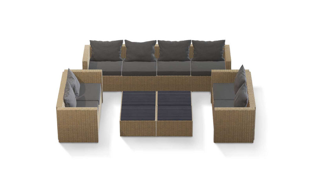 Beige Wicker / Grey Cushion::Gallery::Transformer Ultimate Outdoors Set - Beige Wicker with Grey Fabric Cushions