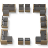 Beige Wicker / Grey Cushion::Gallery::Transformer Ultimate Outdoors Set - Beige Wicker with Grey Fabric Cushions