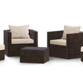 Brown Wicker / Beige Cushion::Gallery::Transformer Outdoors Set - Brown Wicker with Beige Fabric Cushions