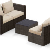 Brown Wicker / Beige Cushion::Gallery::Transformer Outdoors Set - Brown Wicker with Beige Fabric Cushions