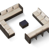 Brown Wicker / Beige Cushion::Gallery::Transformer Triple Outdoors Set - Brown Wicker with Beige Fabric Cushions