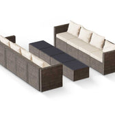 Brown Wicker / Beige Cushion::Gallery::Transformer Ultimate Outdoors Set - Brown Wicker with Beige Fabric Cushions