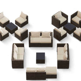 Brown Wicker / Beige Cushion::Gallery::Transformer Ultimate Outdoors Set - Brown Wicker with Beige Fabric Cushions