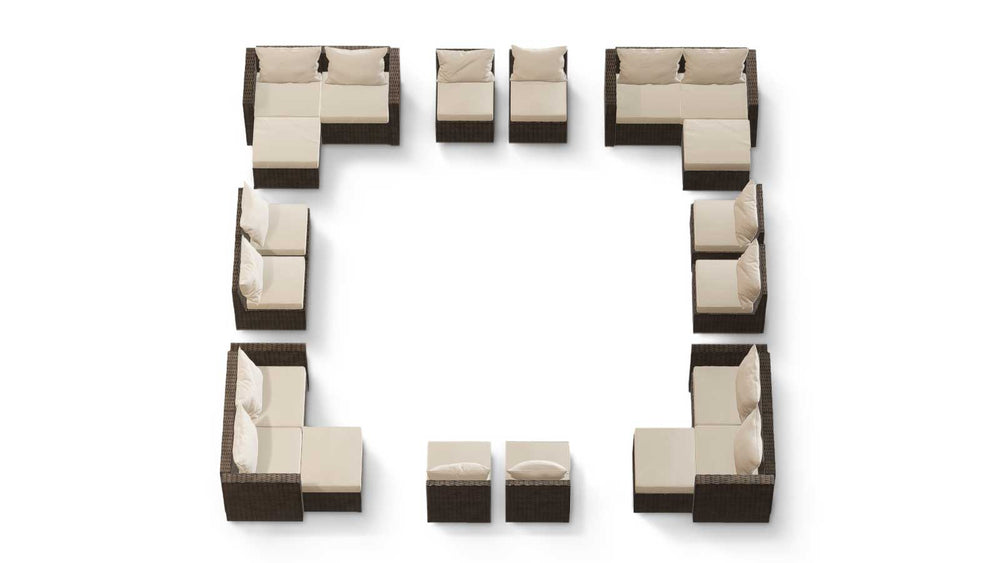 Brown Wicker / Beige Cushion::Gallery::Transformer Ultimate Outdoors Set - Brown Wicker with Beige Fabric Cushions