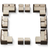 Brown Wicker / Beige Cushion::Gallery::Transformer Ultimate Outdoors Set - Brown Wicker with Beige Fabric Cushions