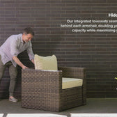 Beige Wicker / Beige Cushion::Gallery::Transformer Ultimate Outdoors Set - Beige Wicker with Beige Fabric Cushions - Hidden Seats VIdeo