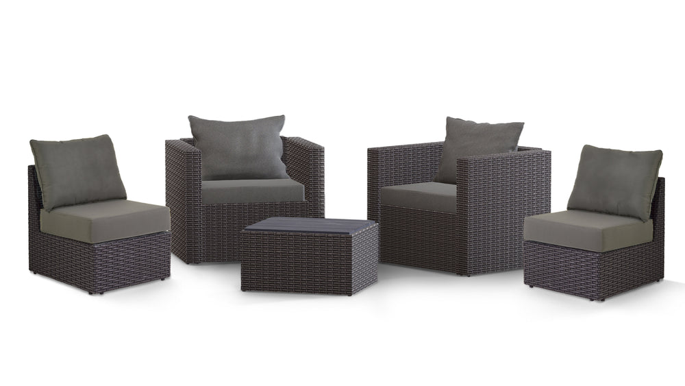 Grey Wicker / Grey Cushion::Gallery::Transformer Outdoors Set - Grey Wicker with Grey Fabric Cushions