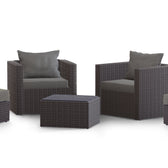 Grey Wicker / Grey Cushion::Gallery::Transformer Outdoors Set - Grey Wicker with Grey Fabric Cushions