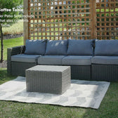 Beige Wicker / Beige Cushion::Gallery::Transformer Triple Outdoors Set - Beige Wicker with Beige Fabric Cushions - Ottoman Coffee Table Video