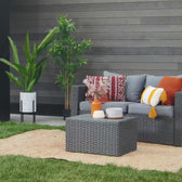 Brown Wicker / Beige Cushion::Gallery::Transformer Outdoors Set - Brown Wicker with Beige Fabric Cushions - How it Works Video